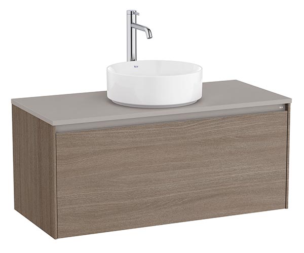 Mueble base Ona c/1 cajón, p/lavabo de sobre encimera, 994x457x443 mm, olmo oscuro, (A851726511)