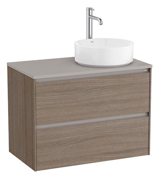 Mueble base Ona c/2 cajones, p/lavabo de sobre encimera a la derecha, 794x457x583 mm, olmo oscuro, (A851727511)