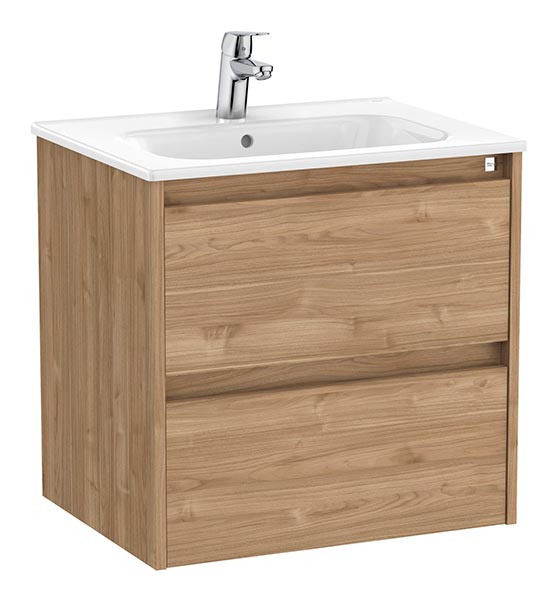 Conjunto Unik Tenet (mueble base c/2 cajones y lavabo) 585x460x565 mm, nogal, (A851775517)