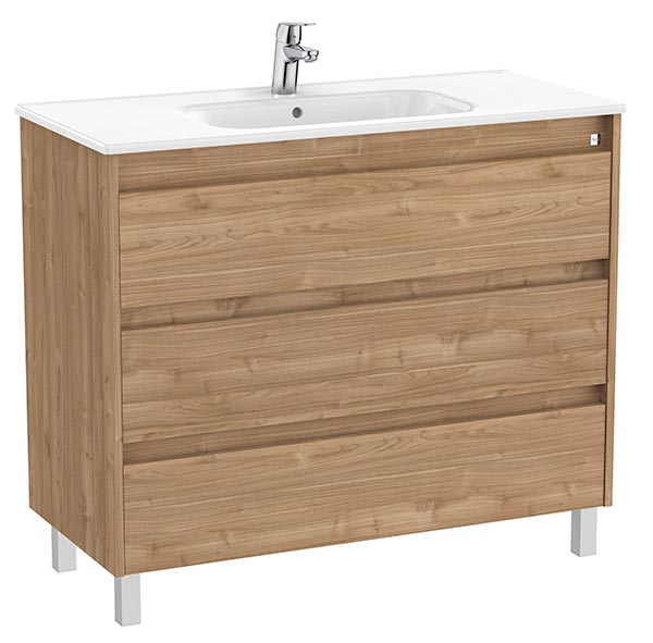 Conjunto Unik Tenet (mueble base c/3 cajones y lavabo) 985x460x740 mm, nogal, (A851782517)