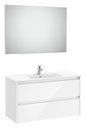 Conjunto Pack Tenet (mueble base c/2 cajones, lavabo, espejo y aplique LED) 985x460x565 mm, blanco brillo, (A851788806)