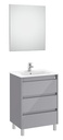 Conjunto Pack Tenet (mueble base c/3 cajones, lavabo, espejo y aplique LED) 585x460x740 mm, gris brillante, (A851789516)