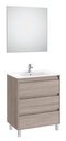 Conjunto Pack Tenet (mueble base c/3 cajones, lavabo, espejo y aplique LED) 685x460x740 mm, roble city texturizado, (A851790402)