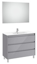 Conjunto Pack Tenet (mueble base c/3 cajones, lavabo, espejo y aplique LED) 985x460x740 mm, gris brillante, (A851792516)