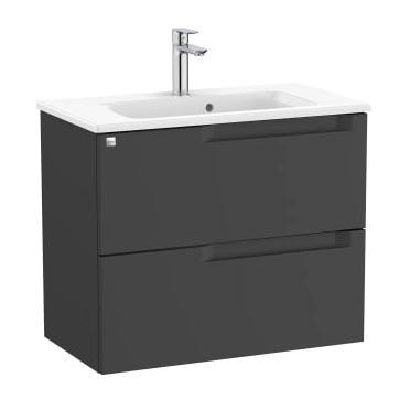 Conjunto Aleyda Unik (mueble base compacto c/2 cajones y lavabo) 705x380x565 mm, negro mate, (A851811523)