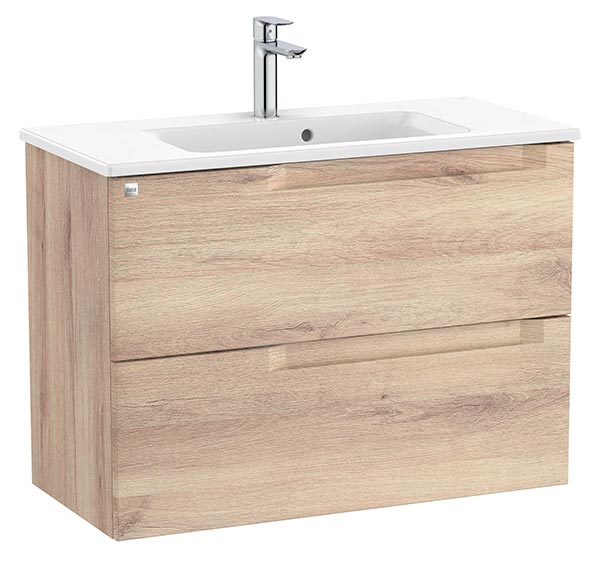 Conjunto Aleyda Unik (mueble base compacto c/2 cajones y lavabo) 805x380x565 mm, beige madera, (A851812524)