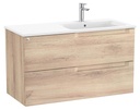 Conjunto Aleyda Unik (mueble base c/2 cajones y lavabo asimétrico a la derecha) 1005x460x565 mm, beige madera, (A851818524)