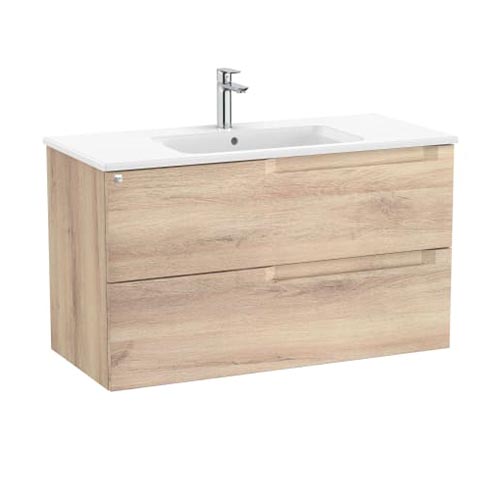 Conjunto Aleyda Unik (mueble base c/2 cajones y lavabo centrado) 1005x460x565 mm, beige madera, (A851819524)