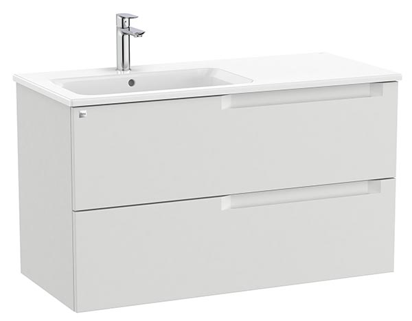 Conjunto Aleyda Unik (mueble base c/2 cajones y lavabo asimétrico a la izquierda) 1005x460x565 mm, gris piedra, (A851820514)