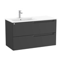 Conjunto Aleyda Unik (mueble base c/2 cajones y lavabo asimétrico a la izquierda) 1005x460x565 mm, negro mate, (A851820523)