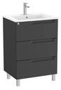 Conjunto Aleyda Unik (mueble base c/3 cajones y lavabo) 605x460x740 mm, negro mate, (A851821523)