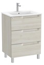 Conjunto Aleyda Unik (mueble base c/3 cajones y lavabo) 605x460x740 mm, blanco madera, (A851821525)