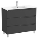 Conjunto Aleyda Unik (mueble base c/3 cajones y lavabo centrado) 1005x460x740 mm, negro mate, (A851827523)