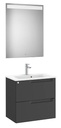 Conjunto Aleyda Pack (mueble base compacto c/2 cajones, lavabo y espejo LED) 605x380x565 mm, negro mate, (A851830523)