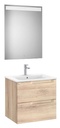 Conjunto Aleyda Pack (mueble base c/2 cajones, lavabo y espejo LED) 605x460x565 mm, beige madera, (A851833524)