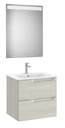 Conjunto Aleyda Pack (mueble base c/2 cajones, lavabo y espejo LED) 605x460x565 mm, blanco madera, (A851833525)