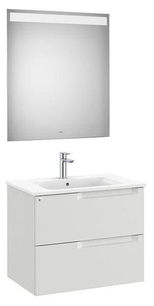 Conjunto Aleyda Pack (mueble base c/2 cajones, lavabo y espejo LED) 705x460x565 mm, gris piedra, (A851834514)