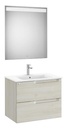 Conjunto Aleyda Pack (mueble base c/2 cajones, lavabo y espejo LED) 705x460x565 mm, blanco madera, (A851834525)