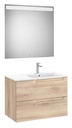 Conjunto Aleyda Pack (mueble base c/2 cajones, lavabo a la derecha y espejo LED) 805x460x565 mm, beige madera, (A851835524)