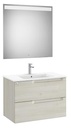 Conjunto Aleyda Pack (mueble base c/2 cajones, lavabo centrado y espejo LED) 805x460x565 mm, blanco madera, (A851836525)
