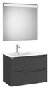 Conjunto Aleyda Pack (mueble base c/2 cajones, lavabo a la izquierda y espejo LED) 805x460x565 mm, negro mate, (A851837523)