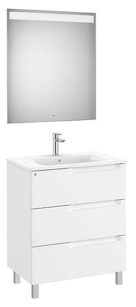 Conjunto Aleyda Pack (mueble base c/3 cajones, lavabo y espejo LED) 705x460x740 mm, blanco mate, (A851842509)