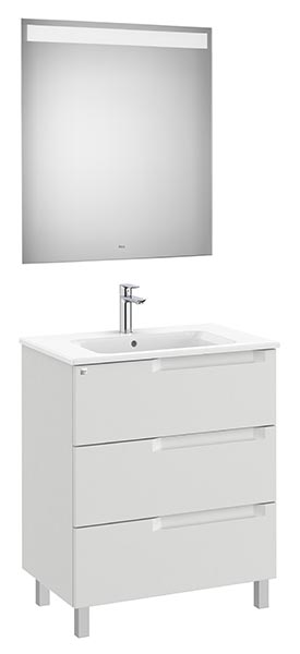 Conjunto Aleyda Pack (mueble base c/3 cajones, lavabo y espejo LED) 705x460x740 mm, gris piedra, (A851842514)