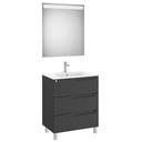 Conjunto Aleyda Pack (mueble base c/3 cajones, lavabo y espejo LED) 705x460x740 mm, negro mate, (A851842523)