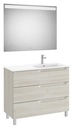 Conjunto Aleyda Pack (mueble base c/3 cajones, lavabo a la derecha y espejo LED) 1005x460x740 mm, blanco madera, (A851846525)