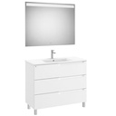Conjunto Aleyda Pack (mueble base c/3 cajones, lavabo centrado y espejo LED) 1005x460x740 mm, blanco mate, (A851847509)