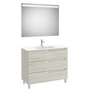 Conjunto Aleyda Pack (mueble base c/3 cajones, lavabo centrado y espejo LED) 1005x460x740 mm, blanco madera, (A851847525)