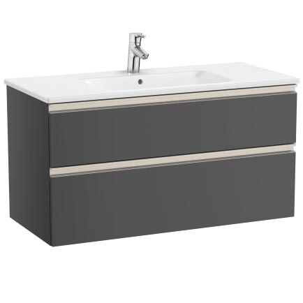 Conjunto Unik The Gap (mueble base c/2 cajones y lavabo centrado) 1005x460x537 mm, gris mate, (A851852547)