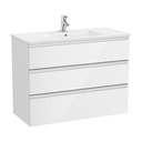 Conjunto Unik The Gap (mueble base c/3 cajones y lavabo centrado) 1005x460x763 mm, blanco brillo, (A851853806)