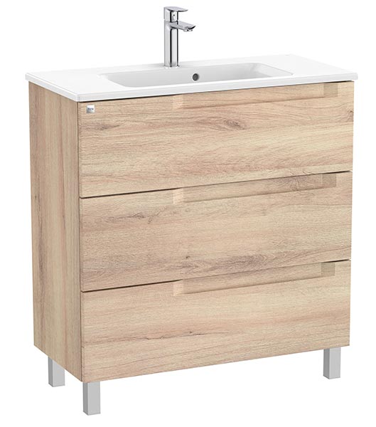 Conjunto Aleyda Unik (mueble base compacto c/3 cajones y lavabo) 805x380x740 mm, beige madera, (A851884524)