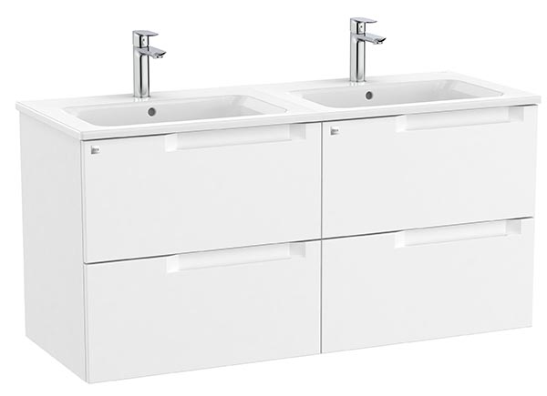 Conjunto Aleyda Unik (mueble base c/4 cajones y lavabo doble) 1200x460x565 mm, blanco mate, (A851887509)