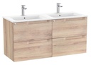 Conjunto Aleyda Unik (mueble base c/4 cajones y lavabo doble) 1200x460x565 mm, beige madera, (A851887524)