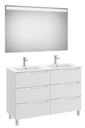 Conjunto Aleyda Pack (mueble base c/6 cajones, lavabo doble y espejo LED) 1200x460x740 mm, gris piedra, (A851890514)