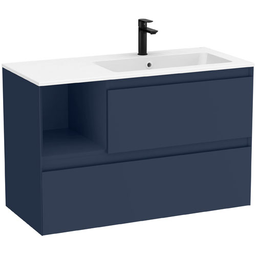 Conjunto Unik Tenue (mueble base c/2 cajones y lavabo derecha) 1005x460x650 mm, azul noche, (A851938538)