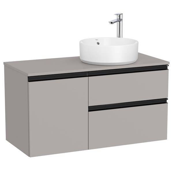 Mueble base The Gap c/2 cajones, p/lavabo de sobre encimera derecha, 1000x460x537 mm, gris mate, (A851956547)
