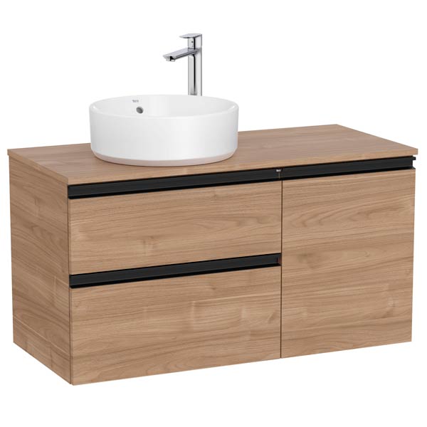 Mueble base The Gap c/2 cajones, p/lavabo de sobre encimera izquierda, 1000x460x537 mm, nogal, (A851957517)