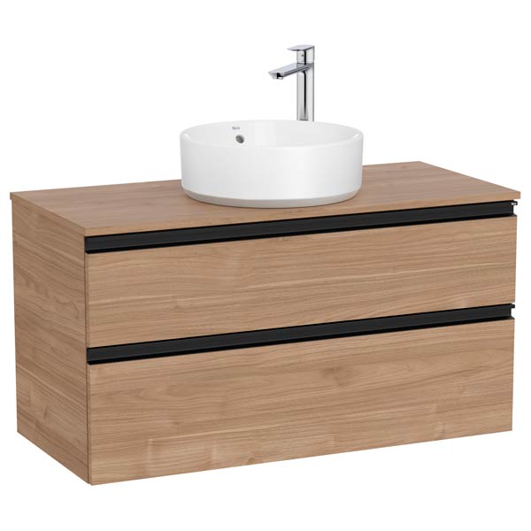 [PROCA851960517] Mueble base The Gap c/2 cajones, p/lavabo de sobre encimera central, 1000x460x537 mm, nogal, (A851960517)
