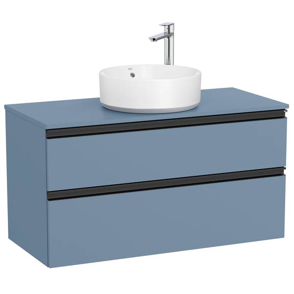 Mueble base The Gap c/2 cajones, p/lavabo de sobre encimera central, 1000x460x537 mm, azul mate, (A851960548)