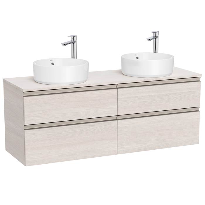 [PROCA851961434] Mueble base The Gap c/4 cajones, p/2 lavabos de sobre encimera 1400x460x537 mm, fresno nórdico, (A851961434)