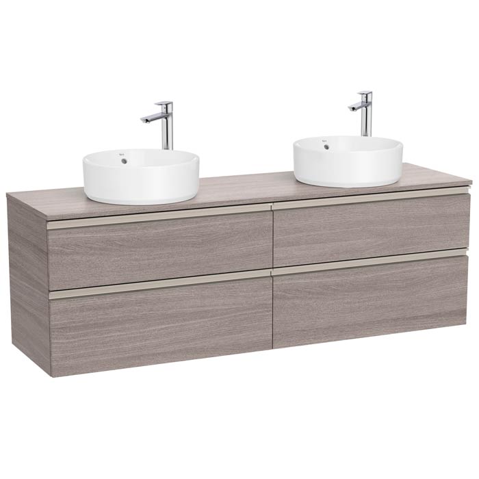 Mueble base The Gap c/4 cajones, p/2 lavabos de sobre encimera 1600x460x537 mm, roble city texturizado, (A851962402)