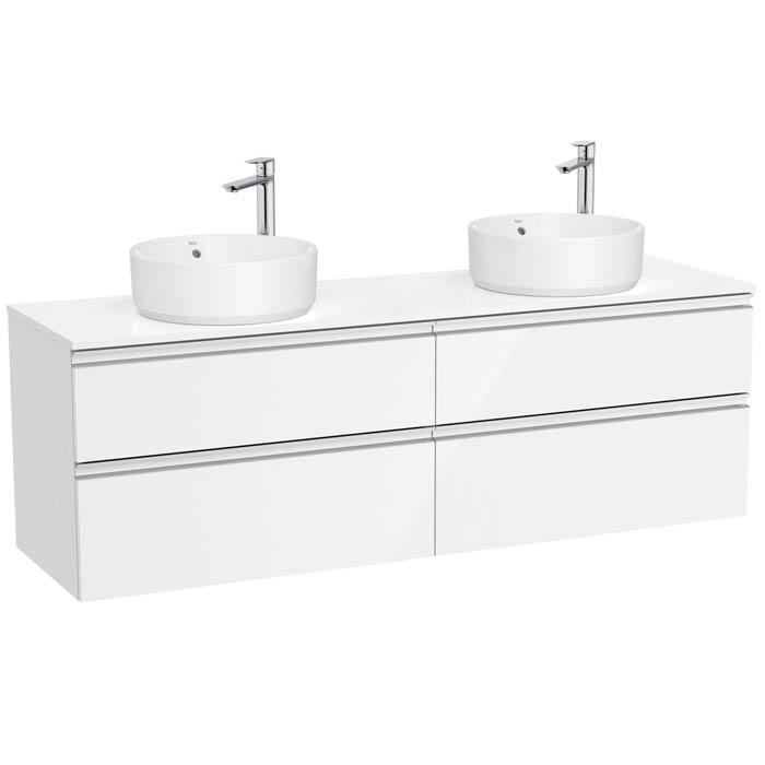Mueble base The Gap c/4 cajones, p/2 lavabos de sobre encimera 1600x460x537 mm, blanco brillo, (A851962806)
