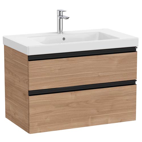 Conjunto Unik The Gap (mueble base c/2 cajones y lavabo plus centrado) 800x460x575 mm, nogal, (A851964517)