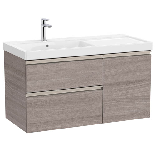 Conjunto Unik The Gap (mueble base c/2 cajones, 1 puerta y lavabo plus izquierda) 1000x460x575 mm, roble city tex., (A851968402)