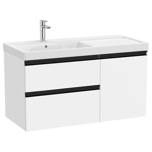 Conjunto Unik The Gap (mueble base c/2 cajones, 1 puerta y lavabo plus izquierda) 1000x460x575 mm, blanco mate, (A851968509)