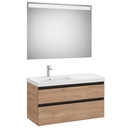 Conjunto Pack The Gap (mueble base c/2 cajones, lavabo plus izquierda y espejo LED) 1000x460x575 mm, nogal, (A851977517)