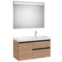 Conj. Pack The Gap (mueble base c/2 caj., 1 puerta, lavabo plus der. y espejo LED) 1000x460x575 mm, nogal, (A851980517)